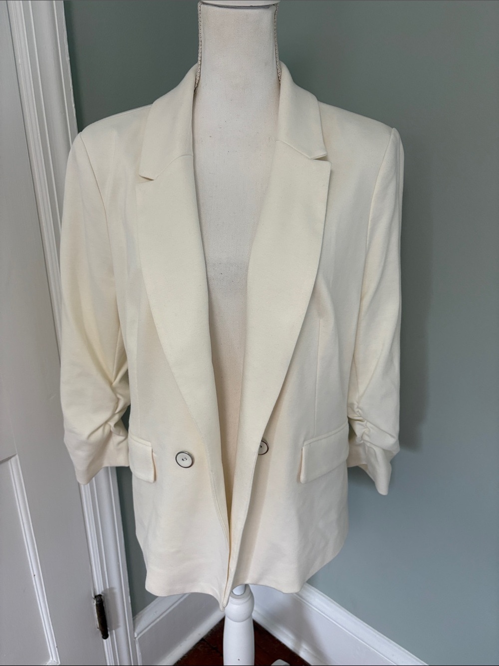 Jules & Leopold Ivory Tailored Women's Blazer Open Front Size Large